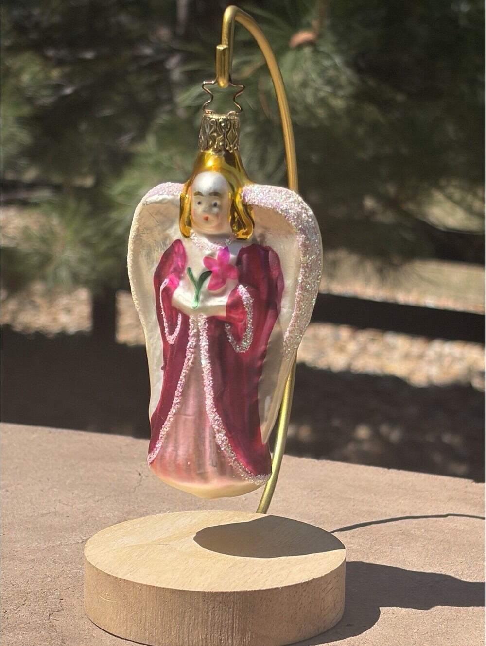 Old World Christmas-Inge Glass Pink angel 4.5”